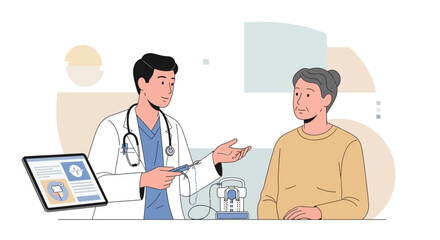 Obraz premium Medical Consultation Demonstrating Healthcare Innovation, Personalized Patient Treatment Procedure