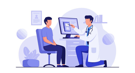 Fototapeta premium Medical Consultation Demonstrating Patient Care and Data Analysis Explained By a Doctor