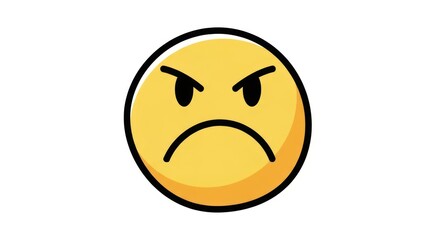 Fototapeta premium Angry face emoji icon with frowning expression