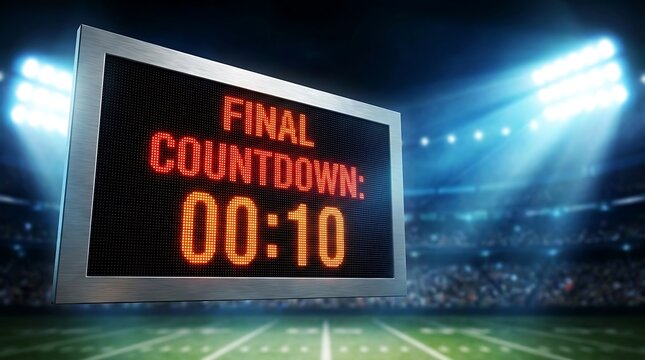 final countdown scoreboard in stadium setting timer digital display football field sport competition event arena