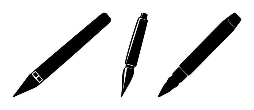 Freelancing pen tool set with solid black icon on white background featuring graphic design, icon, freelancing with vector and illustration