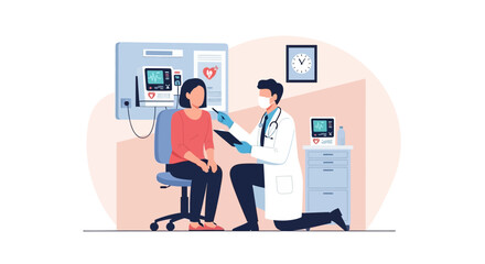 Fototapeta premium Medical Consultation Demonstrating Patient Care and Health Examination in Modern Setting on White