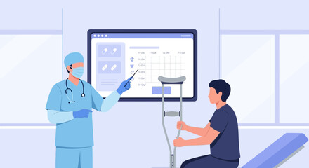 Obraz premium Medical Consultation Demonstrating Patient Care With Healthcare Provider And Data Visualization