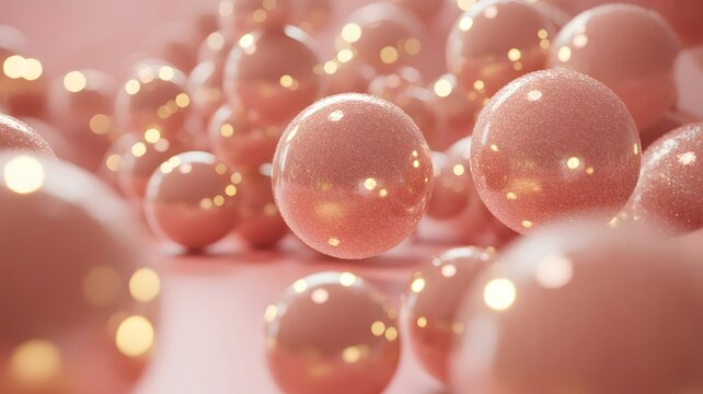 spherical objects with bokeh effect in pastel pink sphere ball bubble globe