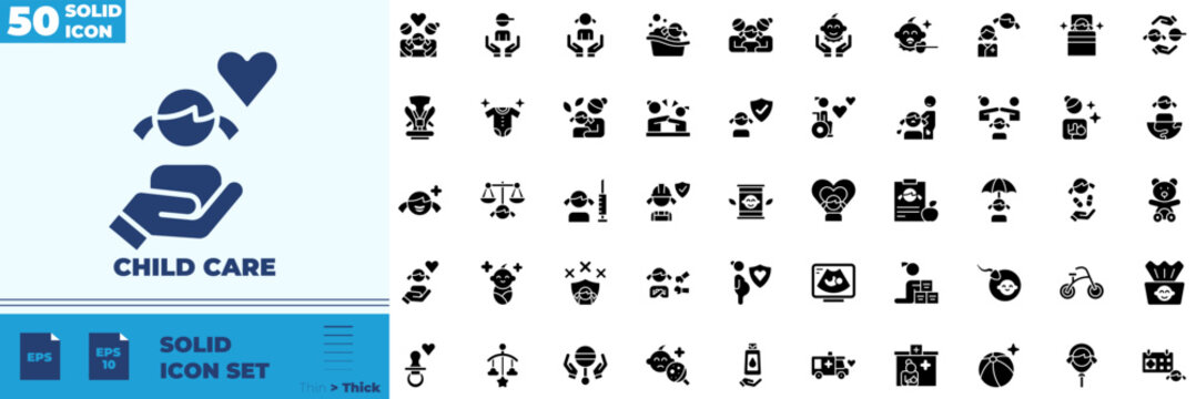 Child Care Solid Editable Icons set