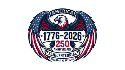 Eagle with American flag wings celebrating bicentennial anniversary of America's founding © Hajera