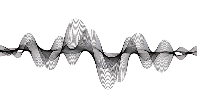 Abstract black and white sound wave waveform visualization with waveform frequency abstract visualization vibration technology monochrome oscilloscope soundwave