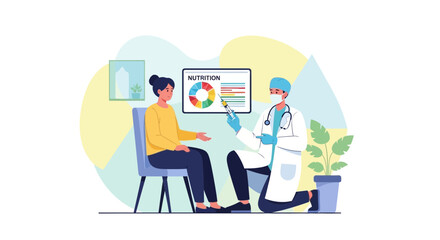 Fototapeta premium Medical Consultation Demonstrating the Process of Dietary Planning and Nutritional Insights