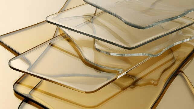 stacked glass trays in beige lighting glassware transparent layered rectangular tray dish
