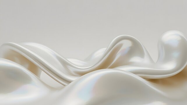 abstract flowing cream in 3d render white background soft curves silk material
