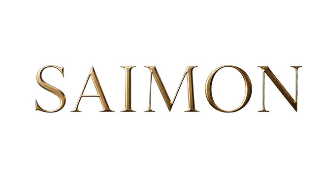 Golden 3d lettering 'saimon' elegant typography for branding and design