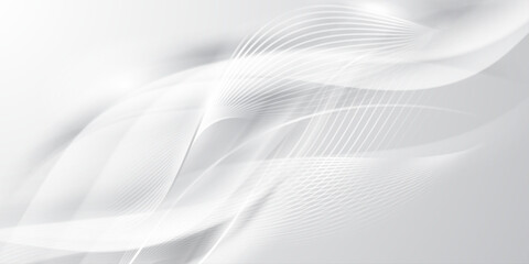 Fototapeta premium Minimalist white abstract background with soft gray wave patterns and smooth flowing lines for clean design.