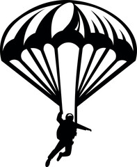 Silhouette of a skydiver with an open parachute as an image of an extreme hobby and getting adrenaline emotions © Nataliia