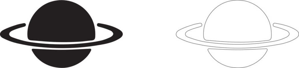 Planet Saturn vector icon, gas giant symbol, planetary ring, astronomy, space exploration and celestial bodies. © PicMag