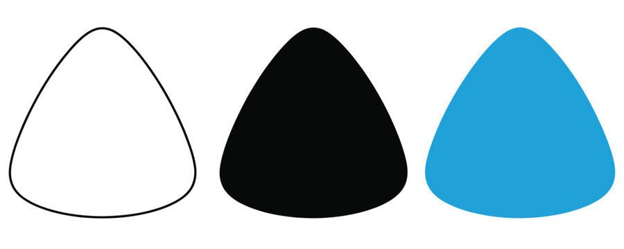 minimalist Reuleaux triangle icon set, outline silhouette solid black and flat blue styles, geometric shape symbols, logo and design elements concept, clean modern vector illustration.