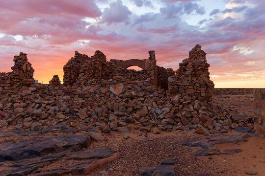 Sunset on the hill of Ouadane in Mauritania