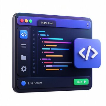 Software Development Code Editor 3D Icon for Programming and Engineering