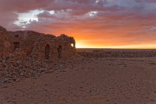 Sunset on the hill of Ouadane in Mauritania