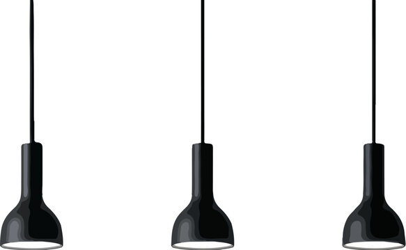 Realistic three lamp hanging from the ceiling.