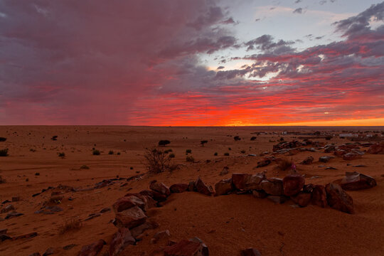 Sunset on the hill of Ouadane in Mauritania