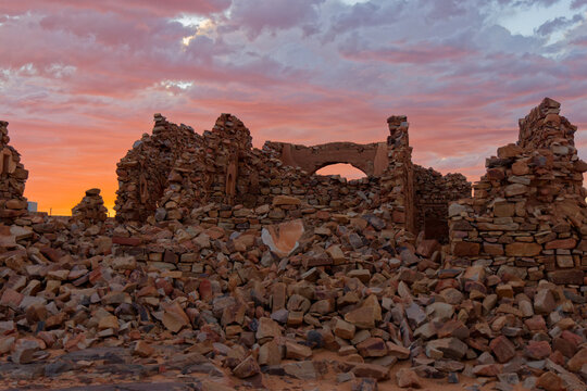 Sunset on the hill of Ouadane in Mauritania