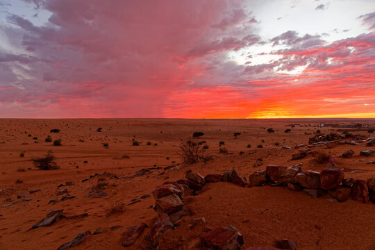 Sunset on the hill of Ouadane in Mauritania