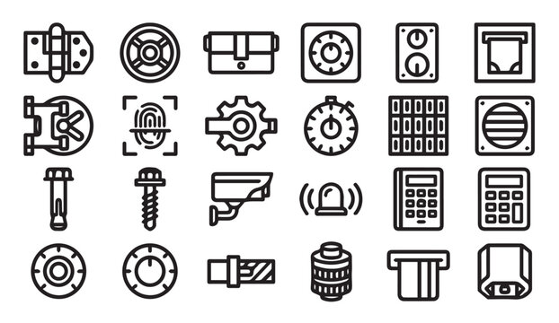 Security access control and building hardware icon collection security