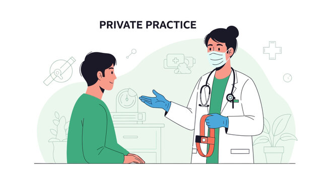 Medical Consultation In Private Clinic Illustrating Healthcare And Patient Interaction