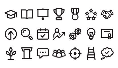 Fototapeta premium Education and achievement success icon set with education achievement teamwork