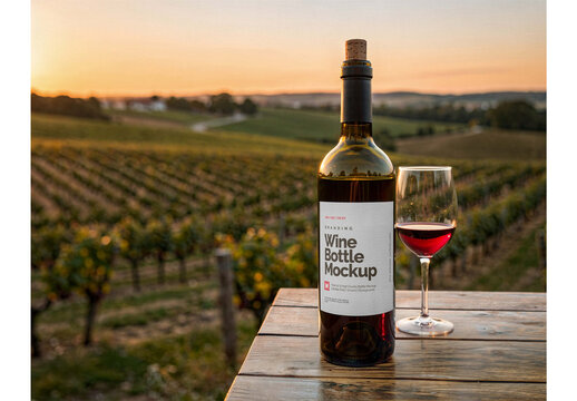 Wine Bottle Mockup for Editorial Layout and Brand Communication