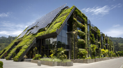 Obraz premium Eco-friendly architecture background with sustainable design elements.