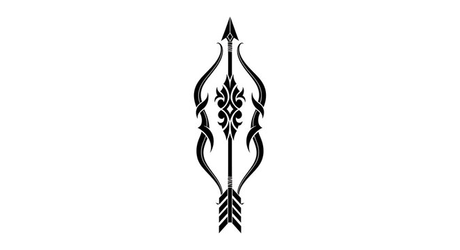 Intricate black ornamental arrow design on white background with ornament decorative illustration tradition detailed creative blackwork