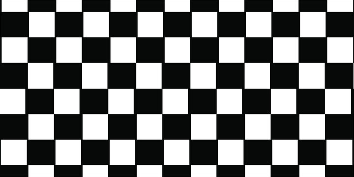 Classic black and white checkered racing flag pattern. Seamless checkerboard background for sports and design.