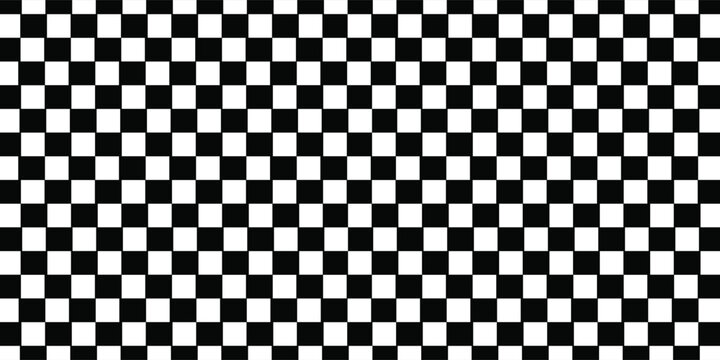 Classic black and white checkered racing flag pattern. Seamless checkerboard background for sports and design.