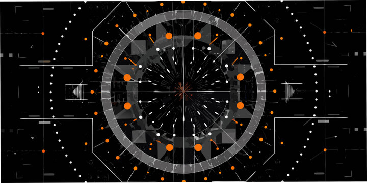 digital interface with circular elements vector art