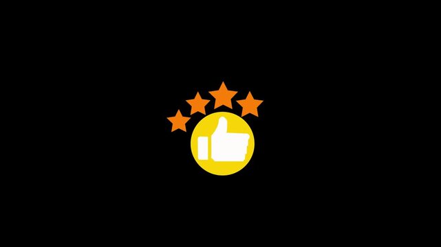 Online Reputation Concept featuring man holding smartphone with thumbs up and five star rating, online review, digital trust, client approval, and customer satisfaction in service quality. 4k video.