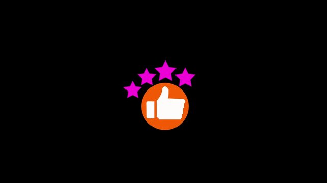 Online Reputation Concept featuring man holding smartphone with thumbs up and five star rating, online review, digital trust, client approval, and customer satisfaction in service quality. 4k video.