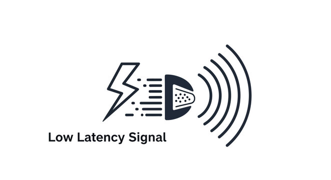 Low Latency Signal Icon: Fast Transmission, Minimal Delay, Network Speed