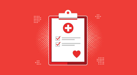 Naklejka premium Medical Document Displaying Healthcare Checklist Concept With Modern Flat Design Style