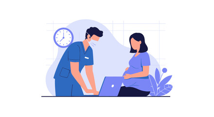 Obraz premium Medical Examination and Consultation for Expectant Mother in Maternity Clinic or Hospital