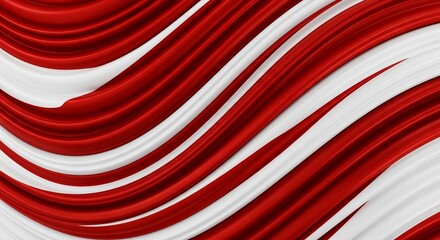 Obraz premium Red and White Flowing Stripe Waves 