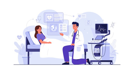 Fototapeta premium Medical Examination and Diagnostic Process: A Healthcare Consultation and Analysis Illustration