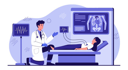 Fototapeta premium Medical Examination and Diagnostic Illustration of a Patient on the Examination Table