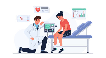 Fototapeta premium Medical Examination and Diagnostic Process Depicting a Doctor Analyzing A Patient's Condition