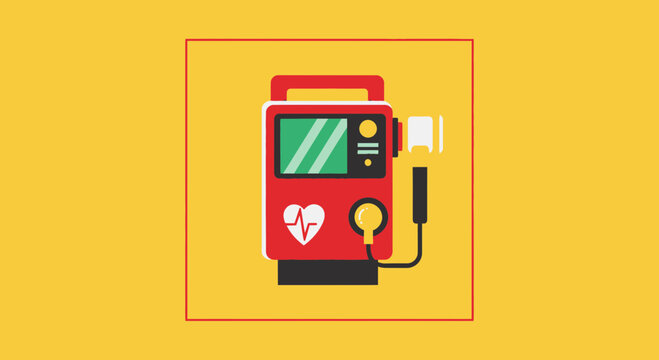 Medical Equipment Illustration: A Vector Graphic of an Automated External Defibrillator