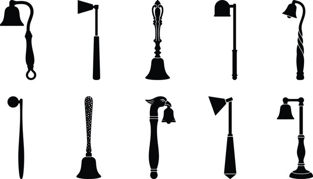 Collection of Silhouette Icons Representing Different Types of Bells