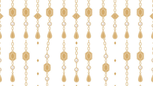 Seamless Jewelry Bead Chain Pendant Pattern for Luxury Fashion Textile Wallpaper and Decorative Surface Design
