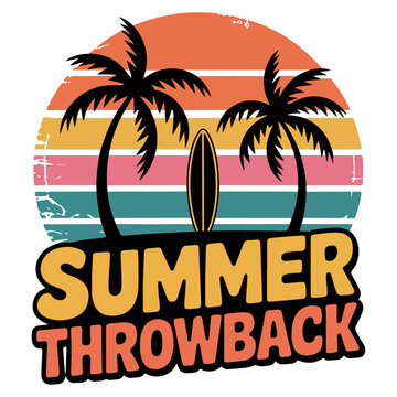Summer Throwback Vintage Retro Beach Sunset T-Shirt Design