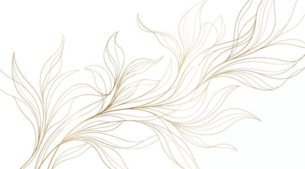 Abstract golden flowing leaves line art illustration © Saharia