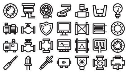 Fototapeta premium Technical engineering and industrial process control icons with engineering